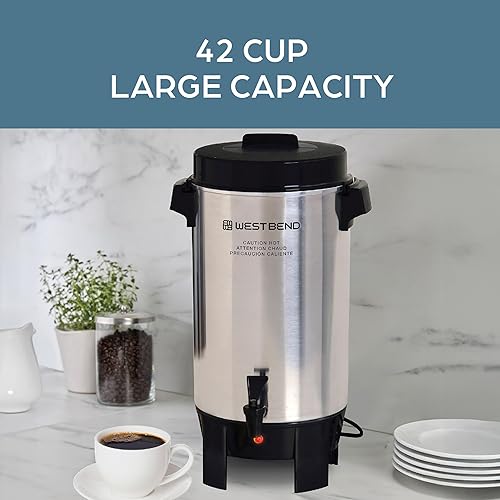 Miniatura 3 de West Bend Coffee Urn Highly-Polished Aluminum Features Automatic Temperature Control with Cup Per Minute Brewing and Easy Clean Up Includes
