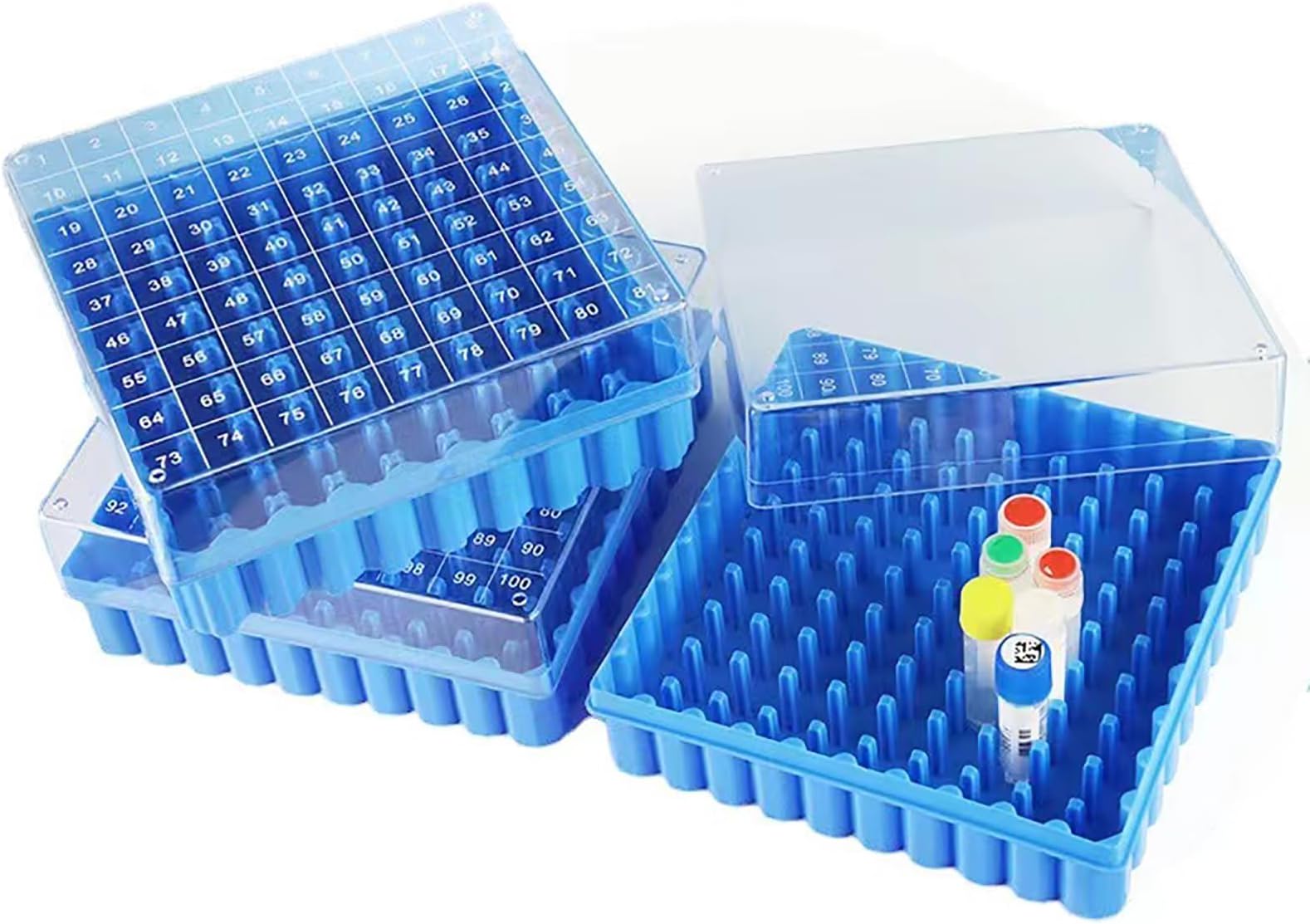 Cryogenic Storage Box - PC Cryogenic Boxes，Blue/81-Well,for 0.5, 1.5 and 2.0mL Cryotubes (Pack of 1)