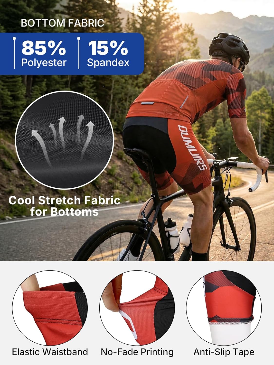 Oumurs Cycling Jersey Set Short Sleeve Suits Men Bike Clothing Road Bicycle Shorts Padded Outfits