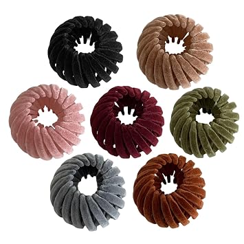 7 Pieces Bird Nest Magic Hair Clip | Magic Hair Accessories | Velvet Expandable Bun Makers | Hair Scrunchies | Hair Bun Maker For Women Ponytail | Hair Accessorie For Thin Hair And Thick Hair