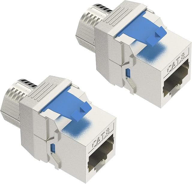 VCE Keystone module CAT 8 Jack Shielded RJ45 socket Tool-free Fully shielded STP Compatible with CAT7A CAT7 CAT6A installation cable 40 GBit/s 2000 MHz 2 pieces