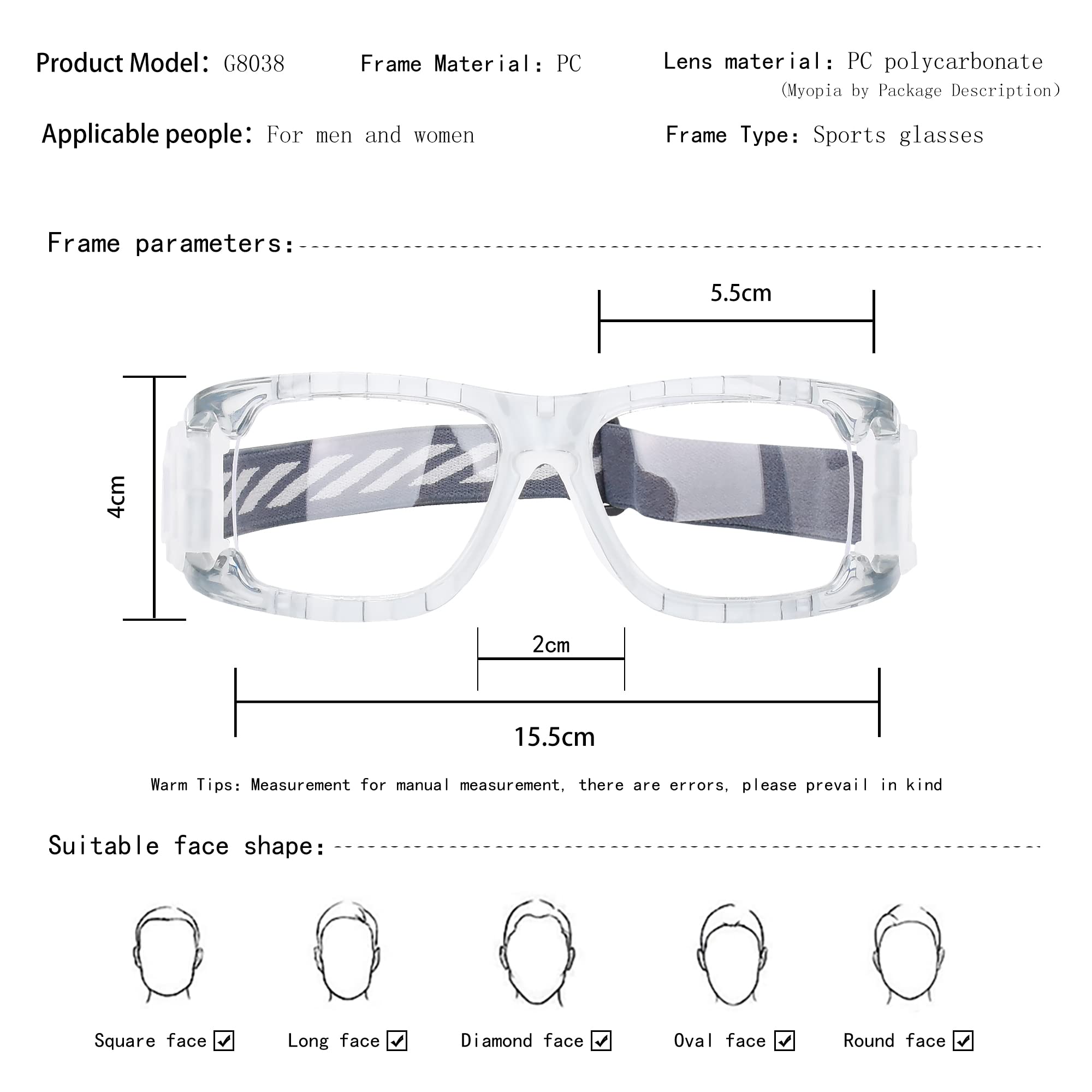 SooGree Sportbrille, Basketball, Fußball, Racketball-Brille für Herren und Damen, austauschbarer Sicherheitsschutz