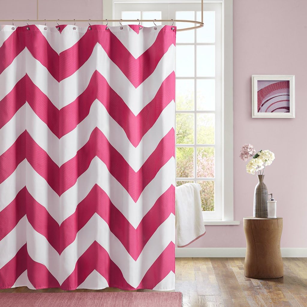 Mi-Zone Mizone MZ70-222 Libra Microfiber Shower Curtain 72x72 Pink