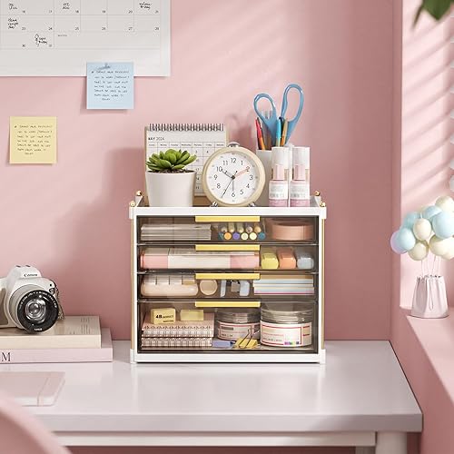 Miniatura 7 de Aveniee Organizador de maquillaje con 4 cajones, organizadores y almacenamiento de baño, contenedores de plástico para encimera, perfumes, tocador,