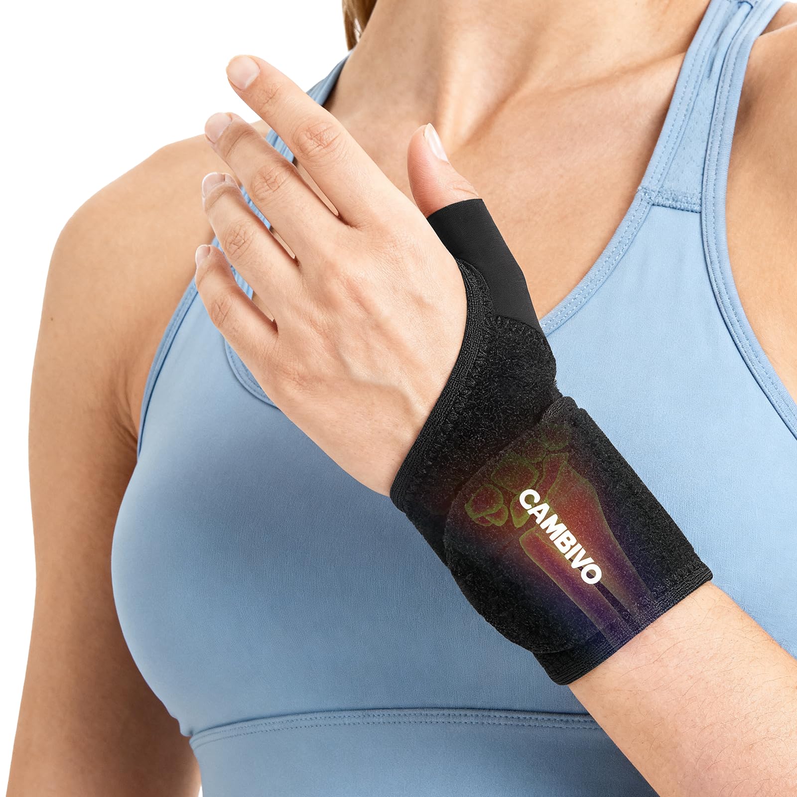 CAMBIVO 2 Pack Wrist Brace Wrist Compression Wraps with Custom Support Ergonomic Wrist Band for Daily Support Light