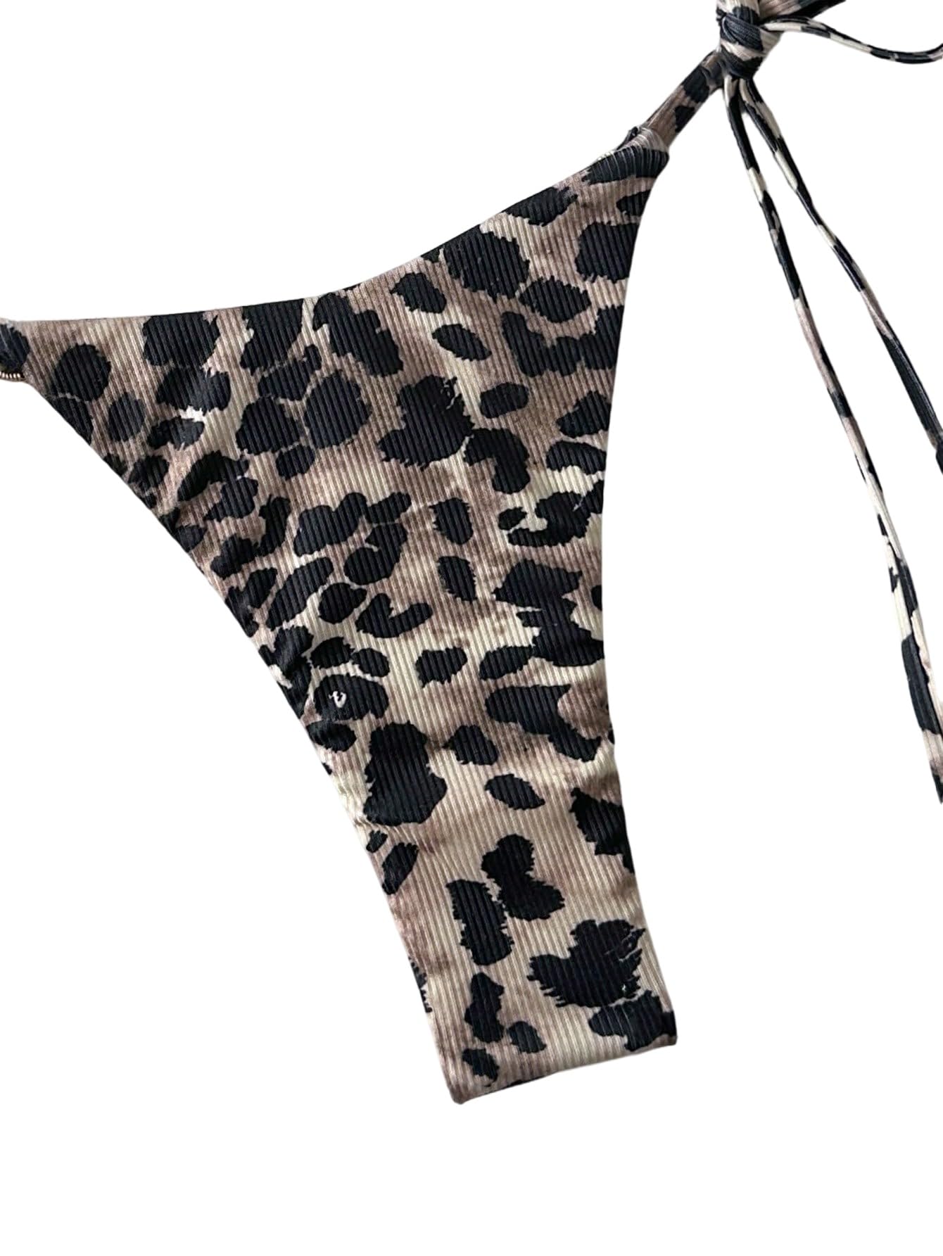 GORGLITTER Set bikini a triangolo da donna, costume da bagno in due pezzi, leopardato, costume da bagno con allacciatura al collo, costume da spiaggia