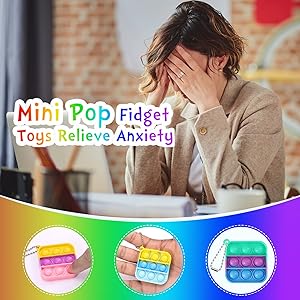 Kids Party Favors Fidget Toys Bulk 30 Pack Mini Pop Fidget Keychain Its Birthday Party Favors for Kids 4-8,8-12 Small Christmas Classroom Prizes It Student Gifts for Students Goodie Bag Stuffers