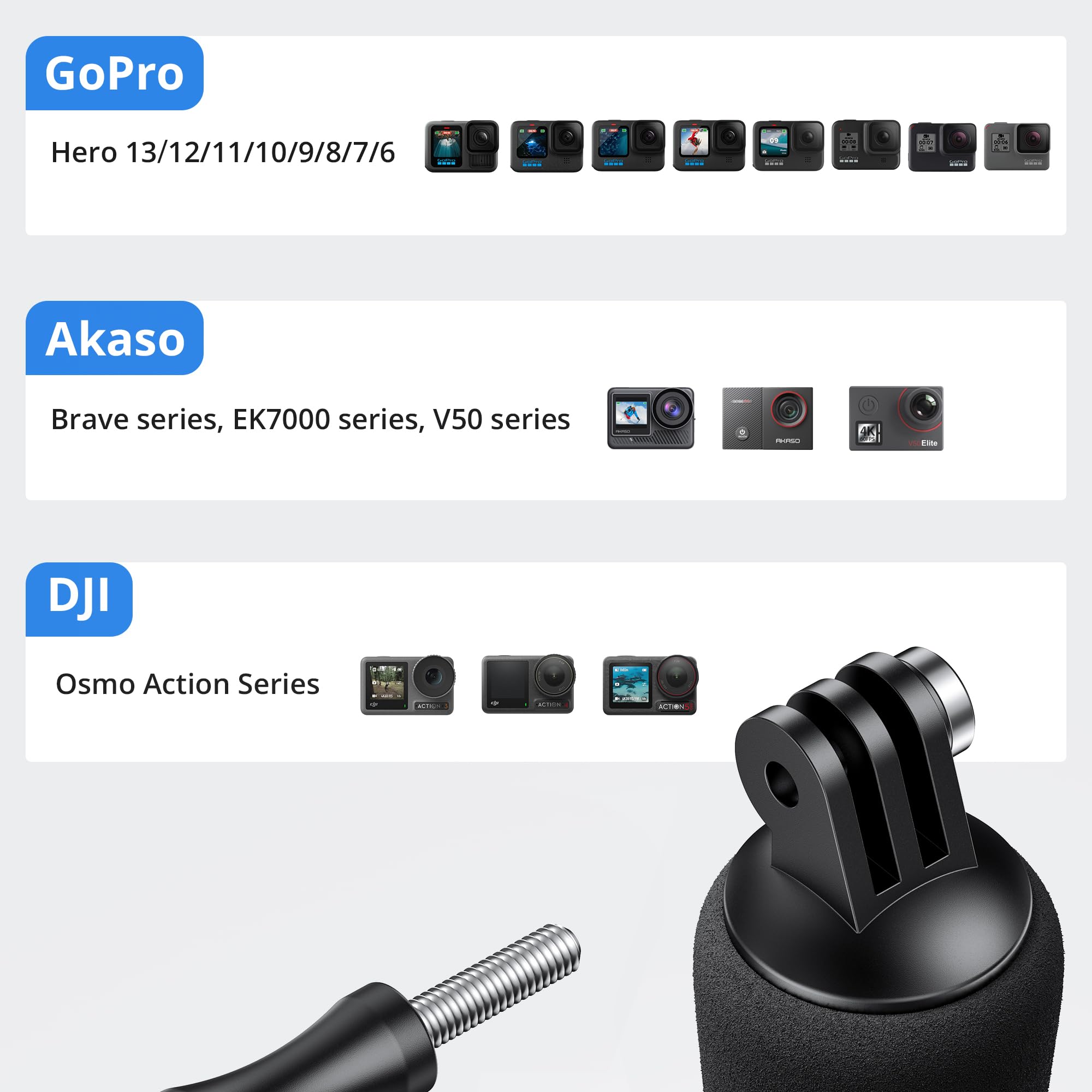 ATUMTEK Pływający uchwyt do GoPro, wodoodporny podwodny ręczny drążek monopod kompatybilny z GoPro Hero 13, 12, 11, 10, 9, 8, 7, 6, DJI Osmo, AKASO, SJCAM, pomarańczowy