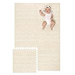 Lillefolk Baby Play Mat for Floor - 4x6ft Beige | Soft Non Toxic Premium EVA Foam Tiles for Tummy Time, Crawling & Playroom - Waterproof Interlocking Floor Mat for Babies & Toddlers (6 Tiles)