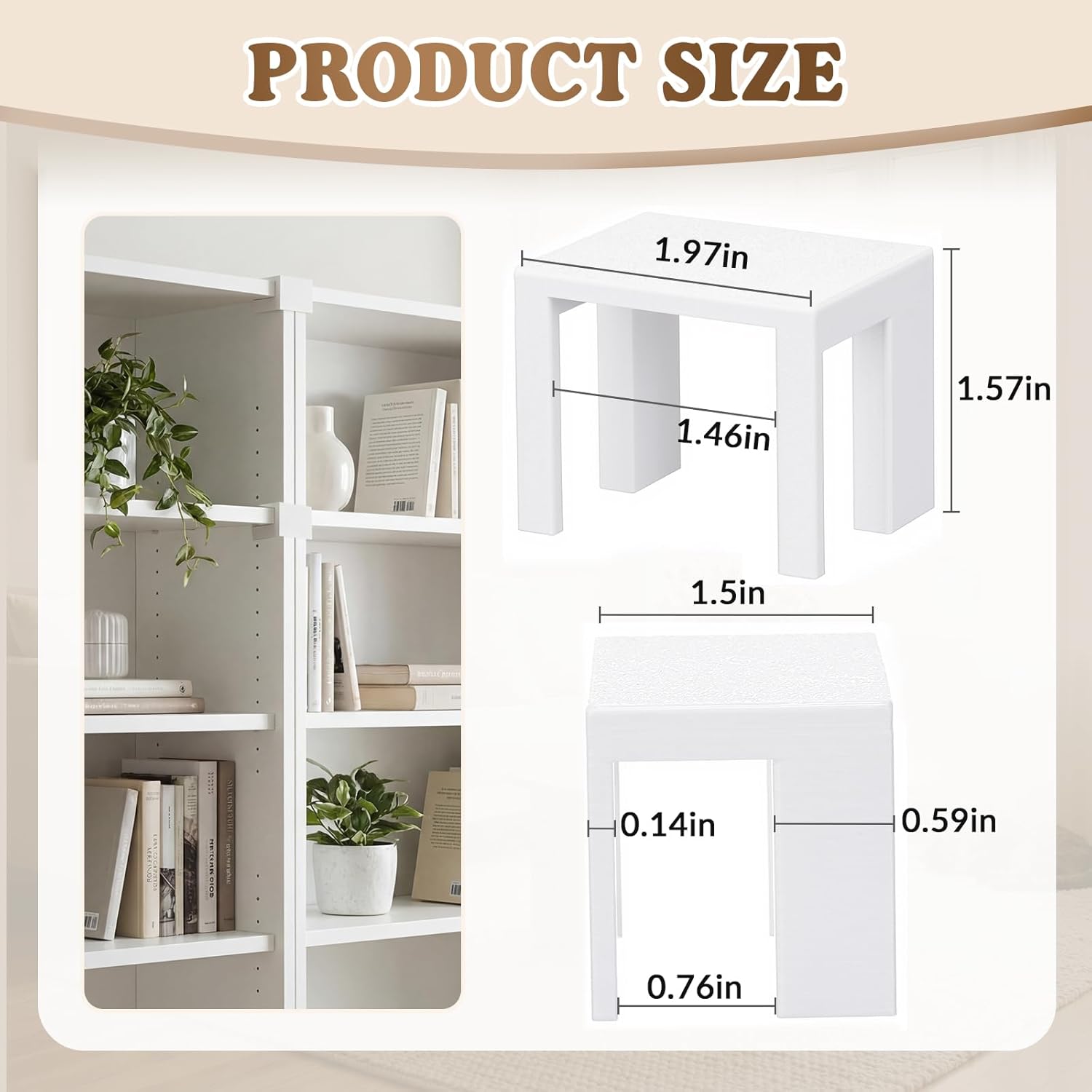 Fuutreo 8 Pack Bookcase Connector Compatible with IKEA Billy Bookshelf, Shelf Aligner and Straightener for Seamless Library Look, White PETG Top Bracket for Gap-Free Alignment and Stability