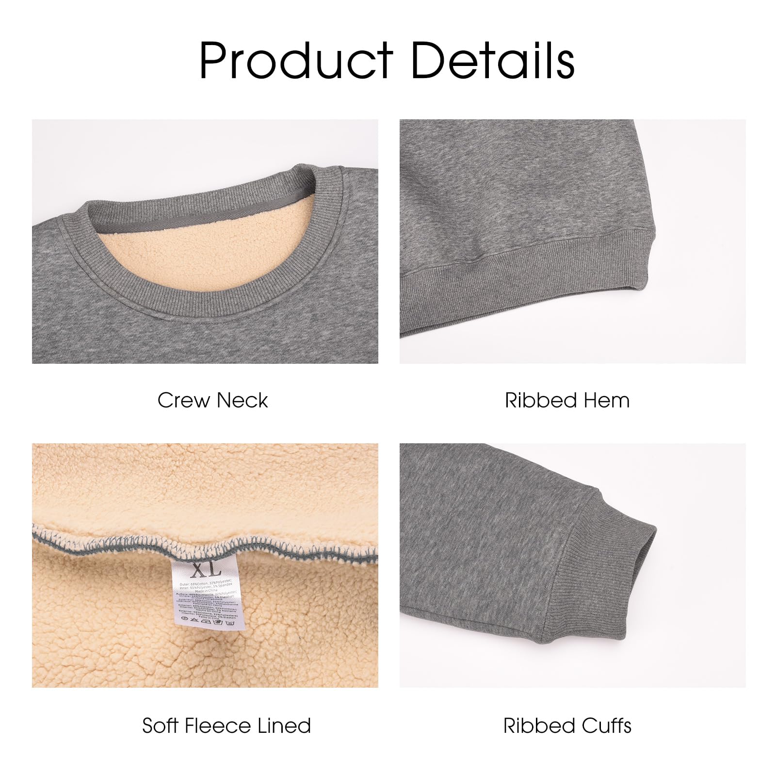 Svanco Felpa in Pile Invernale Uomo Felpa Termica Senza Cappuccio Maglia Collo Rotondo Pesante Pullover Caldo da Lavoro Casual