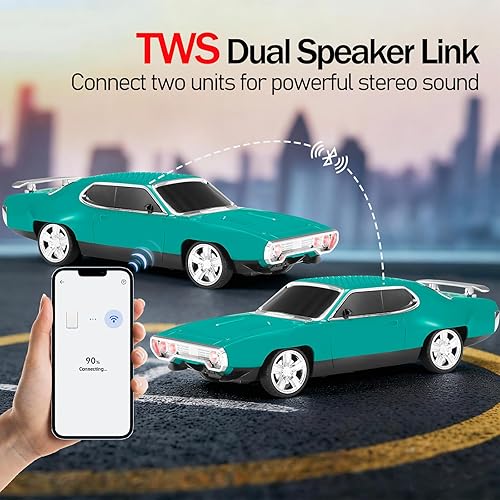 Miniatura 4 de WS-620 Classic Muscle Car Replica Altavoz Bluetooth - Portátil inalámbrico con sonido HD, emparejamiento estéreo TWS, luz de fiesta LED, soporte