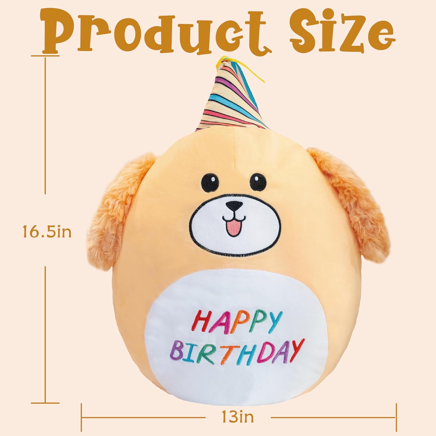 16.5” Birthday Dog Plush Pillow, Soft Corgi Puppy Plush Toy, Cute Dog Stuffed Animal, Happy Birthday Gifts for Boys and Girls, Toddlers - Image 3
