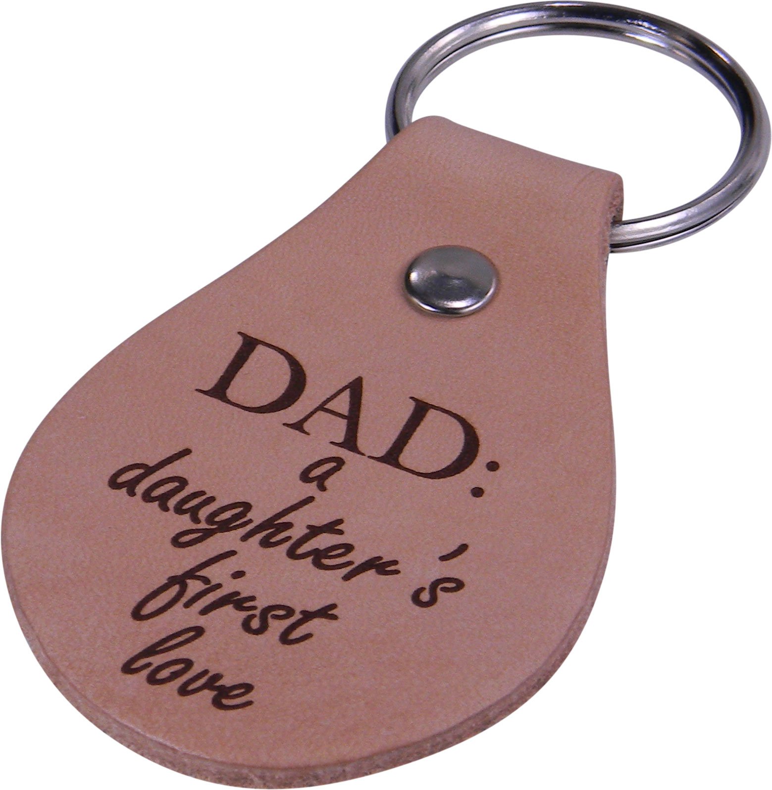 Dad: A Daughter's First Love Leather Key Chain - Great Gift for Father's Day Birthday or Christmas Gift for Dad Grandpa Papa Husband