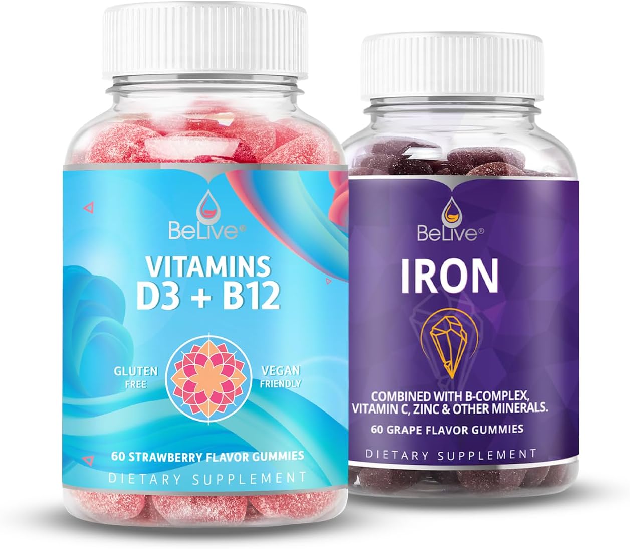 BeLive Hierro con Vitaminas D3 B12 para Energía Apoyo Inmune