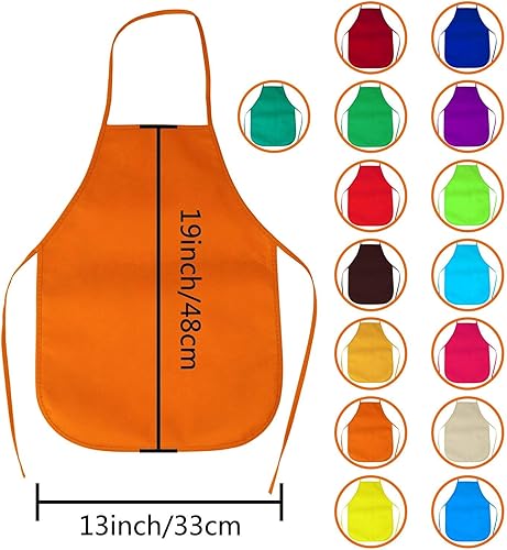 Miniatura 4 de 48 delantales de tela para niños y sombreros de chef para cocina, aula, evento comunitario, manualidades y actividades de pintura artística