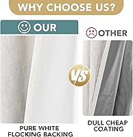 Vista 174 de H.VERSAILTEX Cortinas 100% opacas con aislamiento térmico, texturizadas, de lino, con bloqueo completo de calor y luz, para sala de estar y Negro