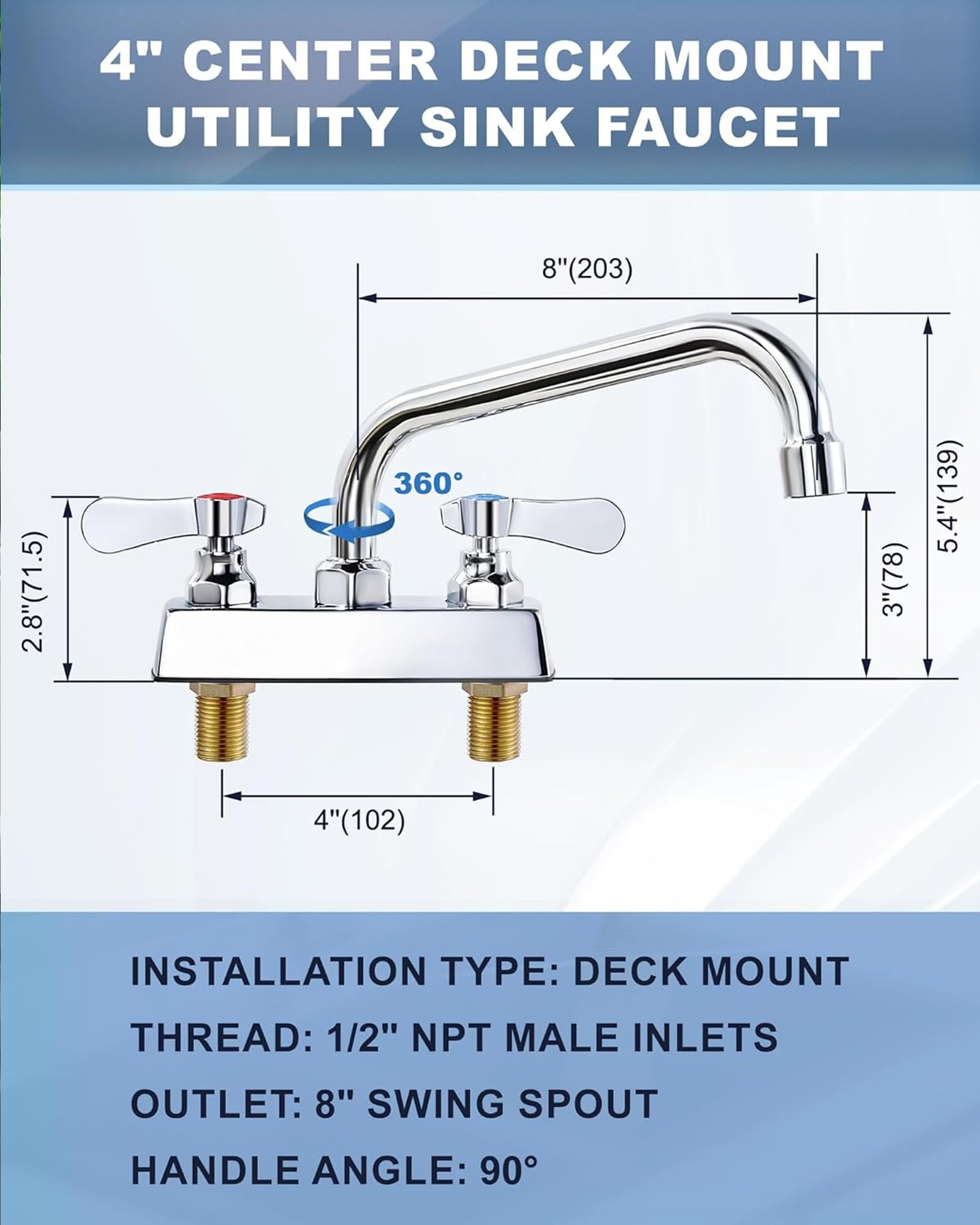 Laundry Sink Faucet - Chrome Brass Utility Sink Tap -4