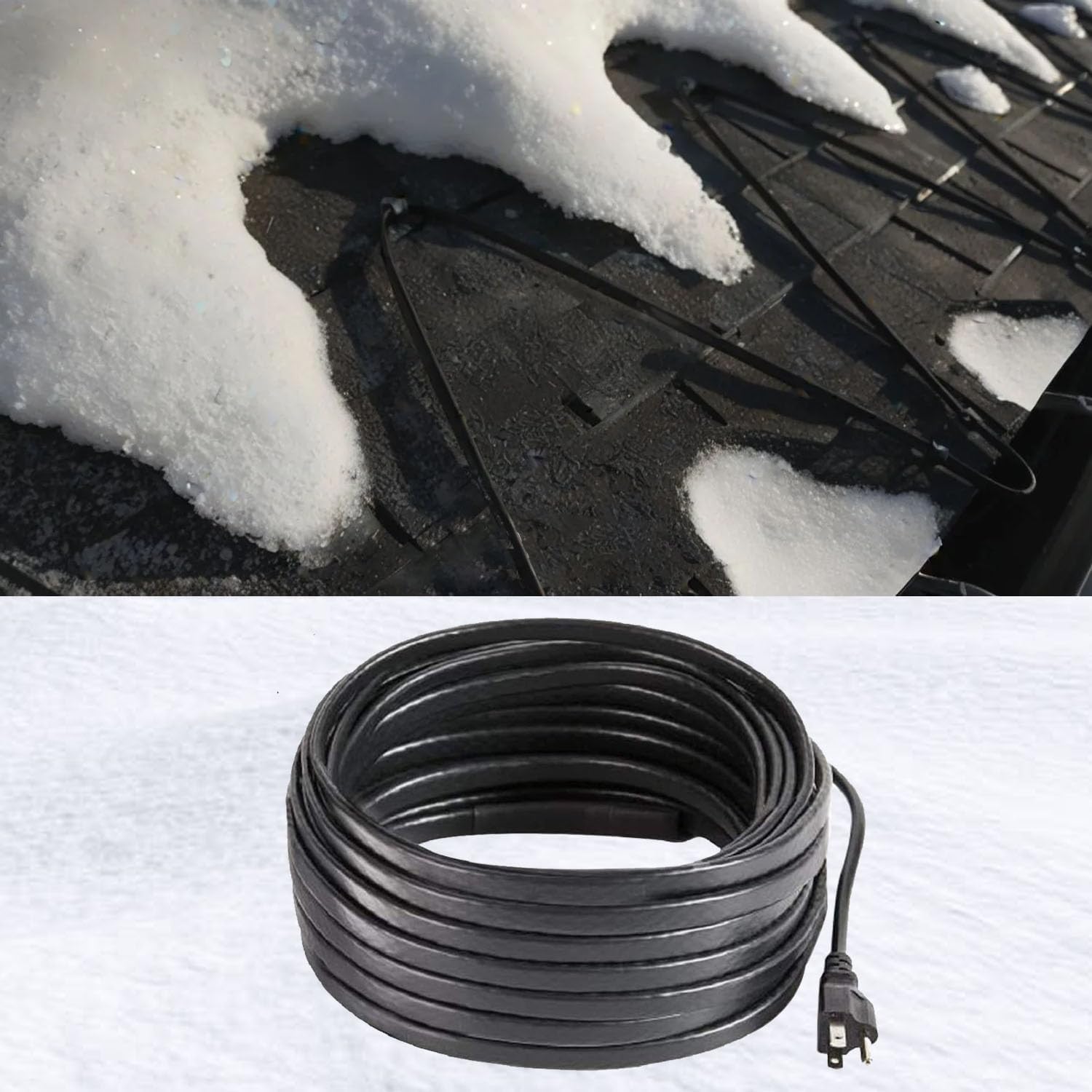 Roof Heat Cable, Heat Tape for Roof and Gutters, Self-Regulating Heating Cable to Prevent Ice Dams, Roof Snow Melting System 8W/FT,80FT