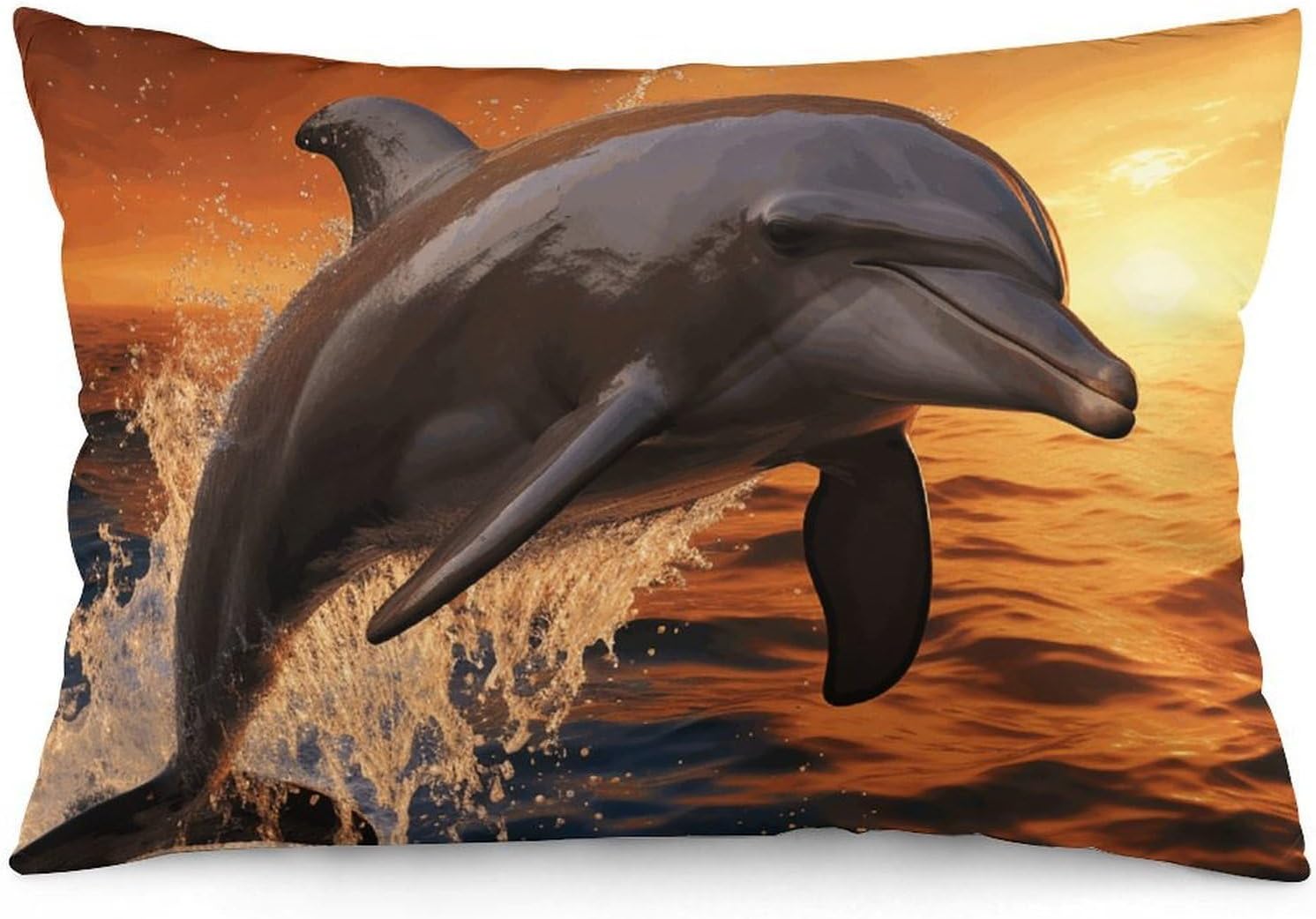 Dusk Dolphin Pillow Cases Queen Size Set of 1 Soft Comfortable Throw Pillows Covers Decorative Pillowcase with Zipper Bed Cushion Covers for Couch Sofa Bedroom 12 "x20