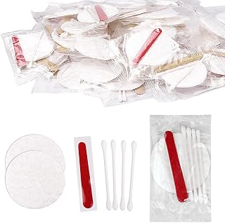 50 Pack Hotel Vanity Kit Individually Wrapped, Bulk Hotel Amenities Kit, Hotel Hospitality Set, Hygiene Products Include Cosmetic Cotton Pads, Cotton Swabs, Nail File (Paper Sticks)