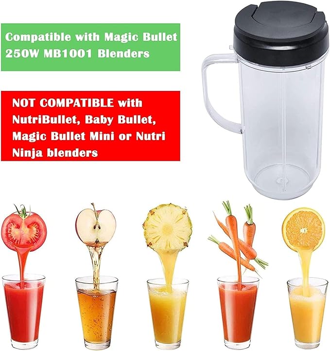 2 Paquetes de Repuesto para Vasos Magic Bullet, 22oz con Tapa miniatura 8
