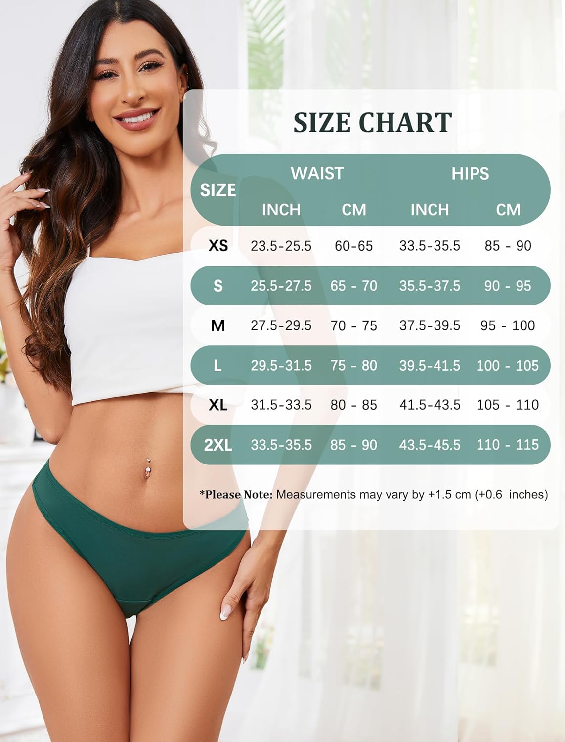 voenxe Women Cotton Thongs Underwear,Breathable Soft Panties,Ladies Workout Undies Comfortable,Athletic Tangas Stretch 5 Pack - Image 6