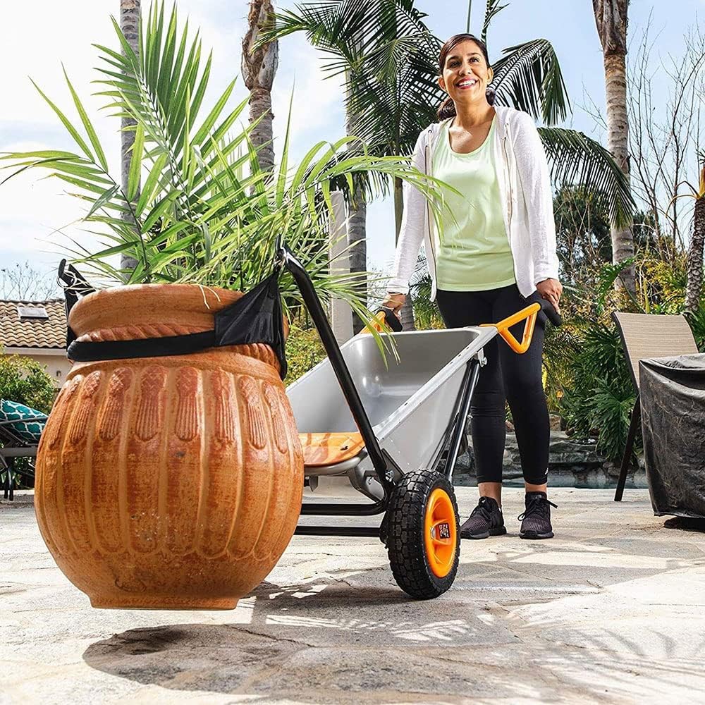 Worx WG050 Carriola Multifunzione a Due Ruote, Porta Sacchi, Porta Fusti, Trasporto Sassi, Trasporto Vasi, Capacità di Carico Max 136kg