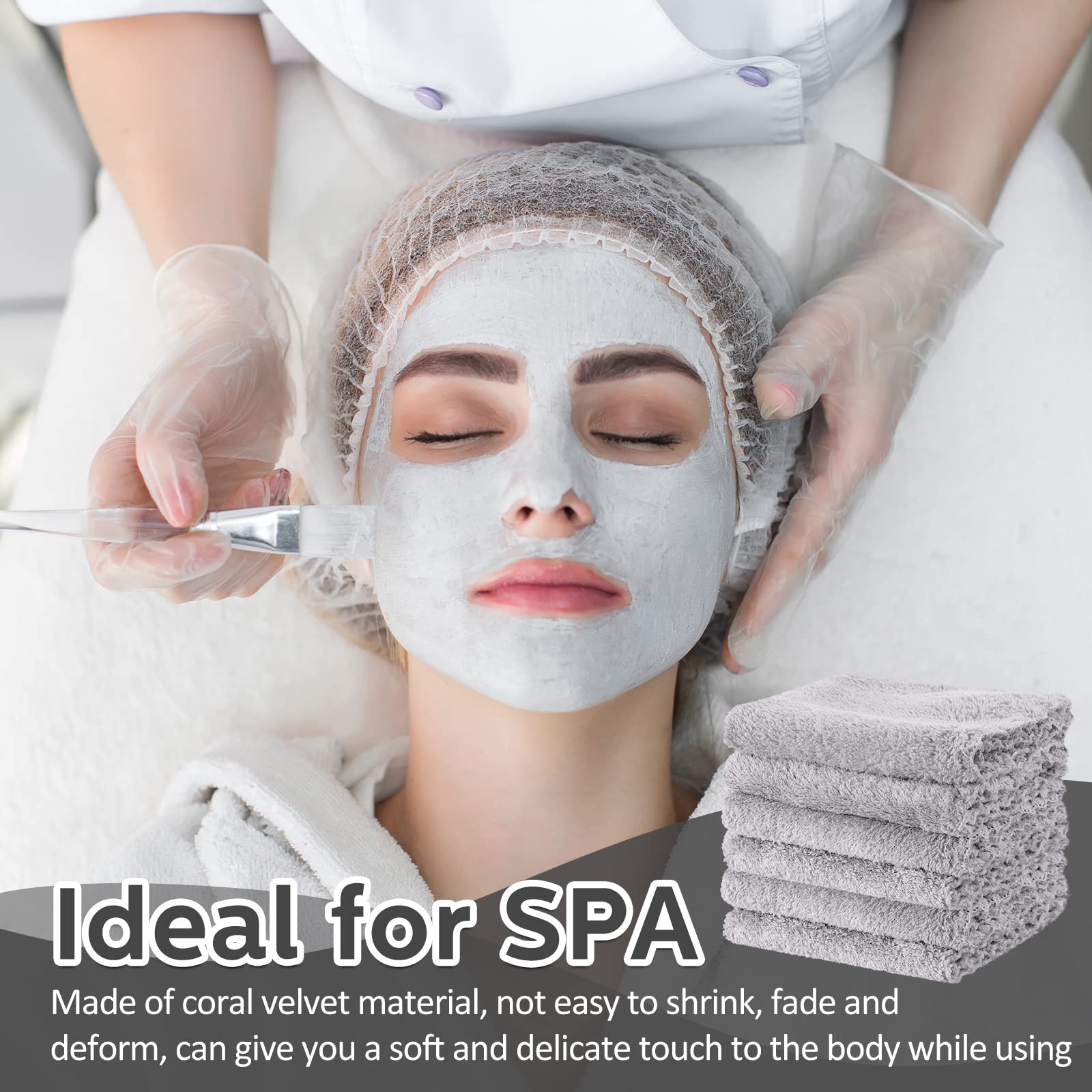 Newwiee 100 toallas de microfibra absorbentes a granel de 12 x 12 pulgadas, suaves de secado rápido, toallas de baño de terciopelo coral para baño, spa, toalla facial de dedos (gris)