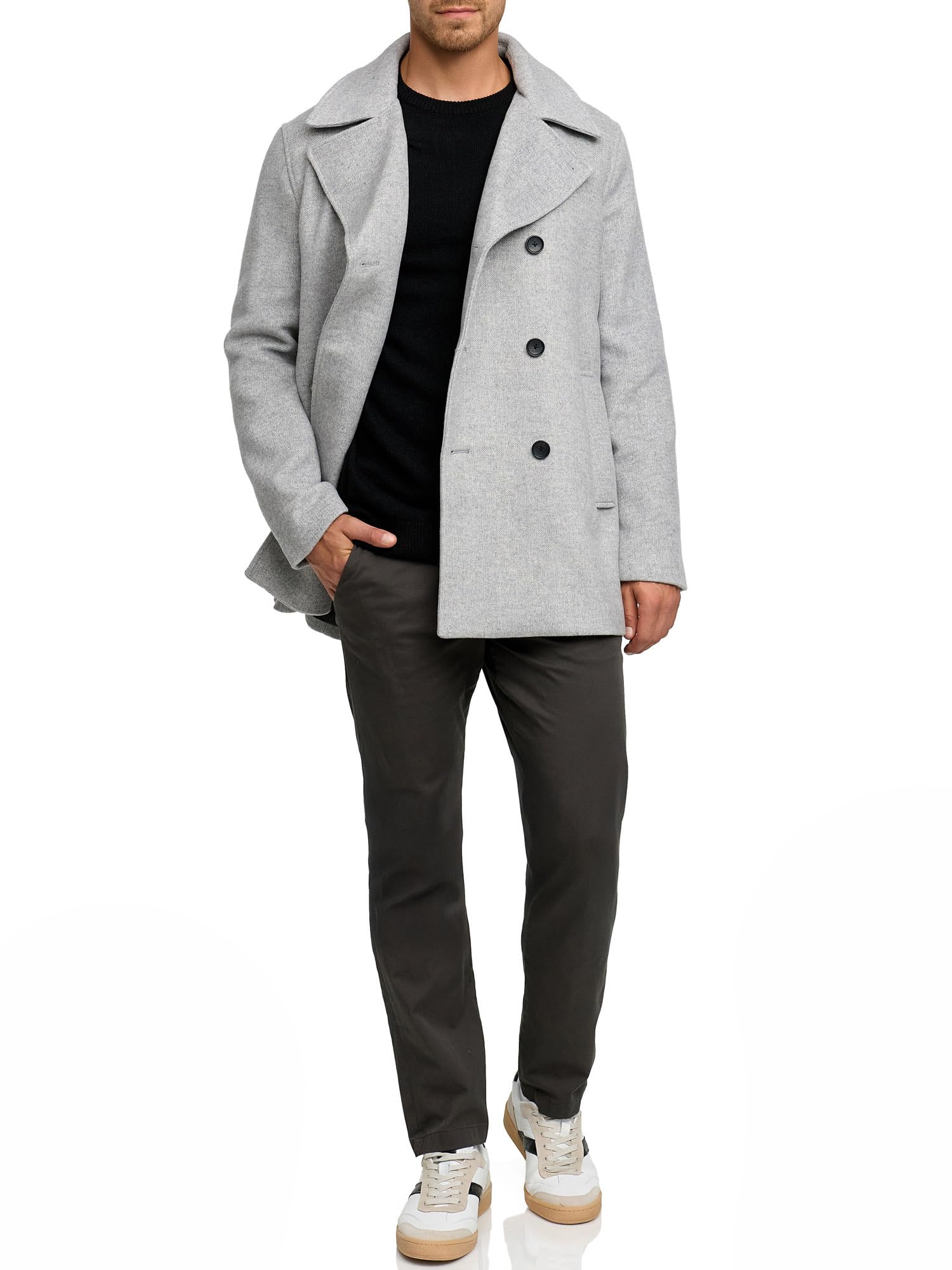 Indicode Herren INParade Winter-Herrenmantel aus Wollmix mit Reverskragen | Zeitloser Herrenmantel aus hochwertigem Wollmix mit Reverskragen, Wintermantel, Businessmantel, Übergangsmantel für Männer