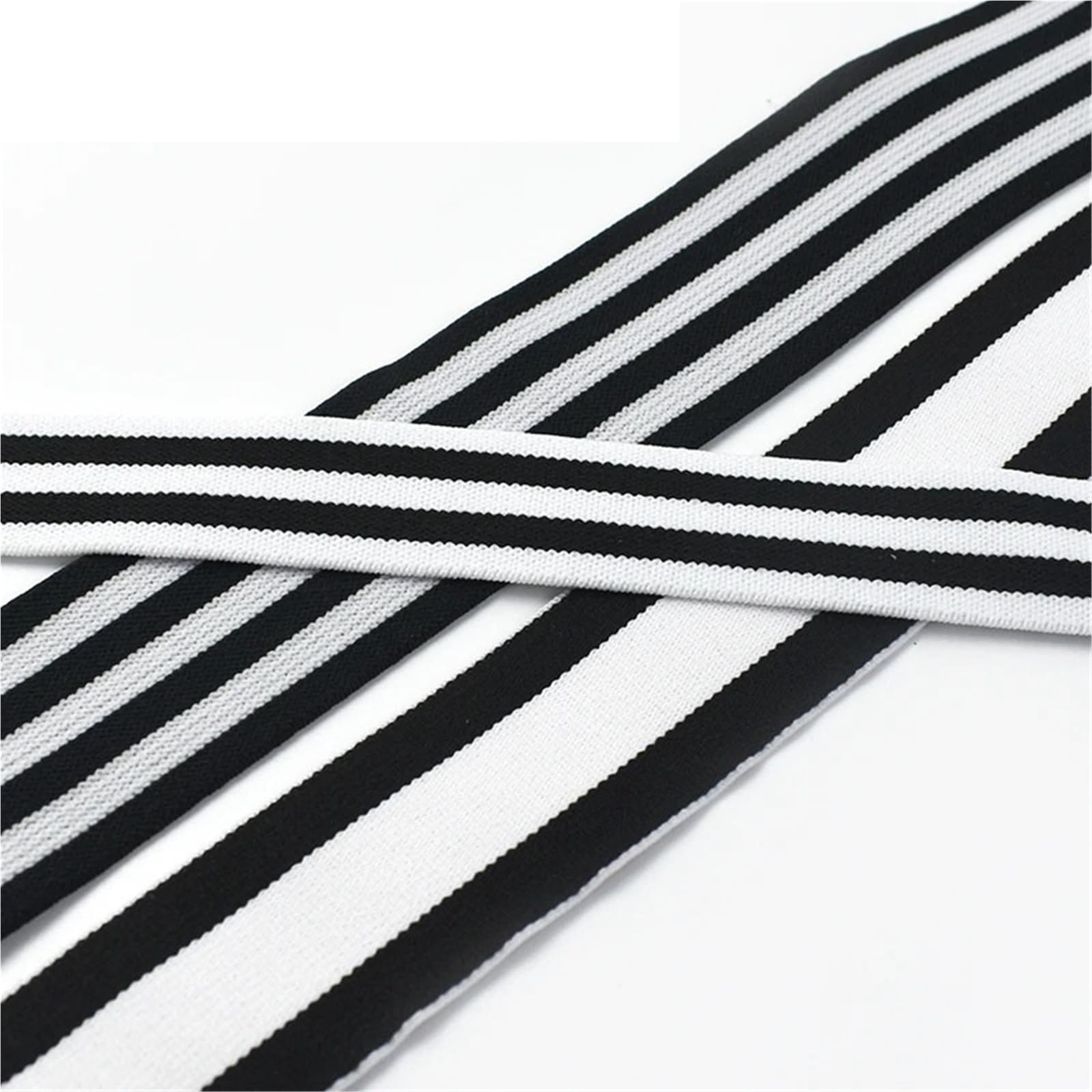 Banda Elástica de Nailon Bandas elásticas de nailon a rayas 2/5/10M | Cintas de goma for ropa, cinta elástica for decoración de pantalones, accesorios de costura DIY(WhiteBlack-F-50mm,10Meters)
