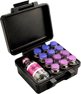 Portable Peptide Case for Fridge and Travel - 12 Slots for 3ml Vials & 1 Slot for 30ml BAC Water, Rugged Shockproof Light-Blocking Peptide Fridge Organizer, Hard Vial Storage Box, Black (Only Case)