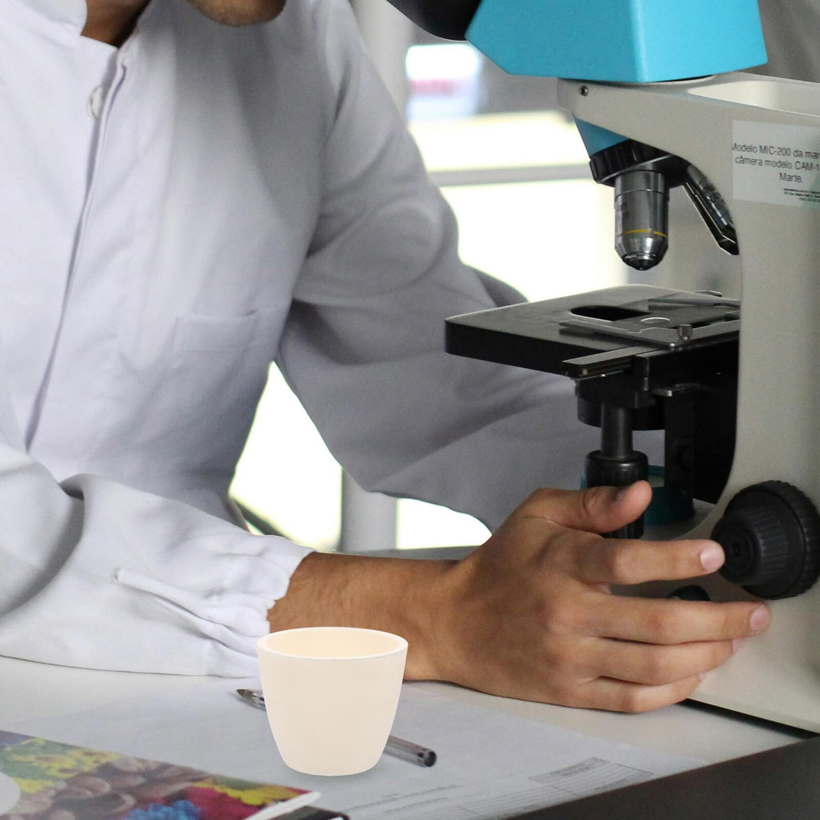 PLAFOPE Crogiolo Ceramico Resistente al Calore e All'usura in Ossido di Alluminio 99% Adatto per Fusione e Analisi Scientifiche Capacità 10ml per Laboratorio e Ricerca