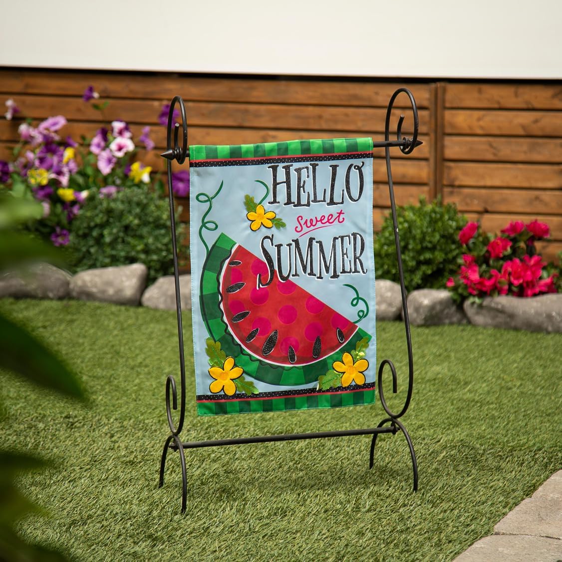 Evergreen Flag Hello Sweet Summer Garden Flag 12x18 Double Sided for Outside, Outdoor Summer Decorations for Home