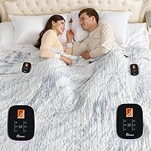 Heated Blanket King Size 100" x 90", Electric Blanket with Dual Controllers, 0.5-12 Hours Timer & 10 Heating Levels, ETL Certified, Marble Blue Double-Sided Faux Fur, Machine Washable