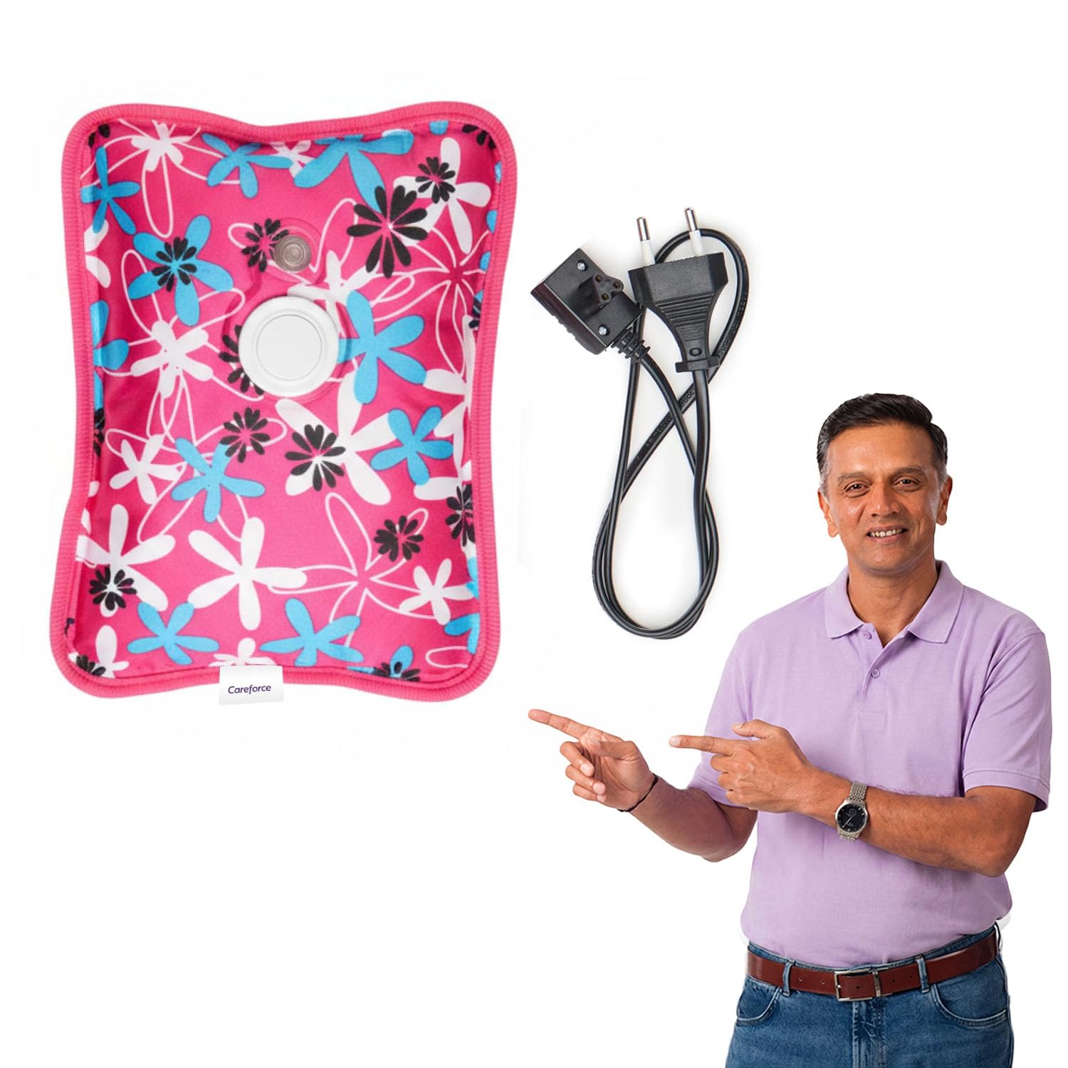 Careforce Hot Water Bag for Pain Relief Heat Pack Heating Pad for Periods Cramps, Muscle Aches, Shoulder, Back, Neck and Full Body Relief - Pink