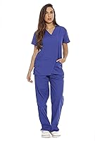 Vista 1 de Conjunto médico Just Love de seis bolsillos para mujer (cuello de pico y pantalón cargo)