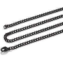 Akitsune Fibra chain 27.55 inch long 0.24 inch diameter | Necklace Women Mens Stainless Steel Carabiner Master Necklace Box Rolo Silver Gold Black