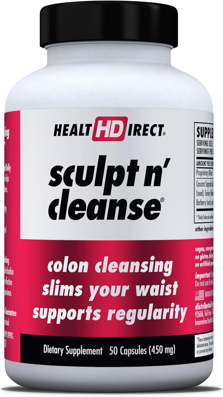 HEALTH DIRECT Sculpt n' Cleanse - Herbal Colon Cleanse for Digestive Health & Regularity - Natural Detox & Gut Flush Supplement - 175 Veggie Capsules