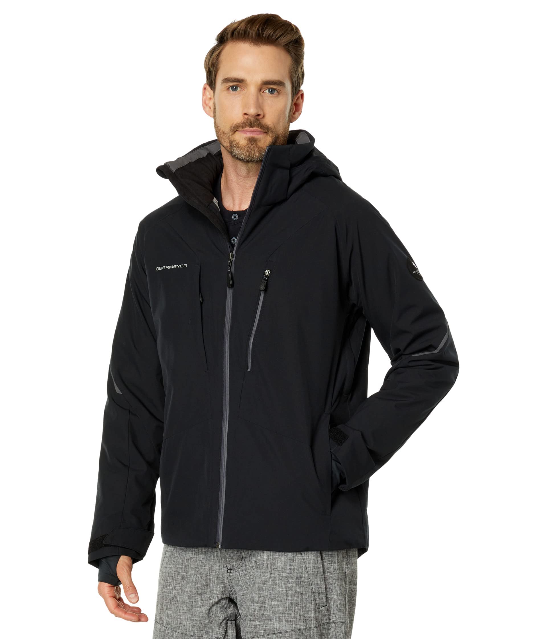 Obermeyer Raze Jacket for Men - Removable Zipper Hood With Mock Collar, Warm and Super Cosy Winter Jacket