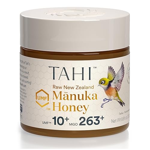 Tahi Miel de Manuka cruda Nueva Zelanda con certificación UMF 10+ (MGO 263+) - 100% miel sostenible, monofloral y natural - Sin OMG, sin glifosato y