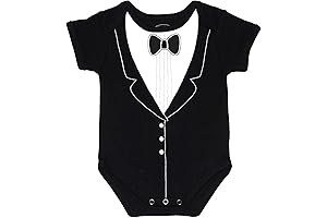 Infant Tuxedo Baby Bow Tie - 100% Cotton Tux, 3D Bowtie Baby Suit