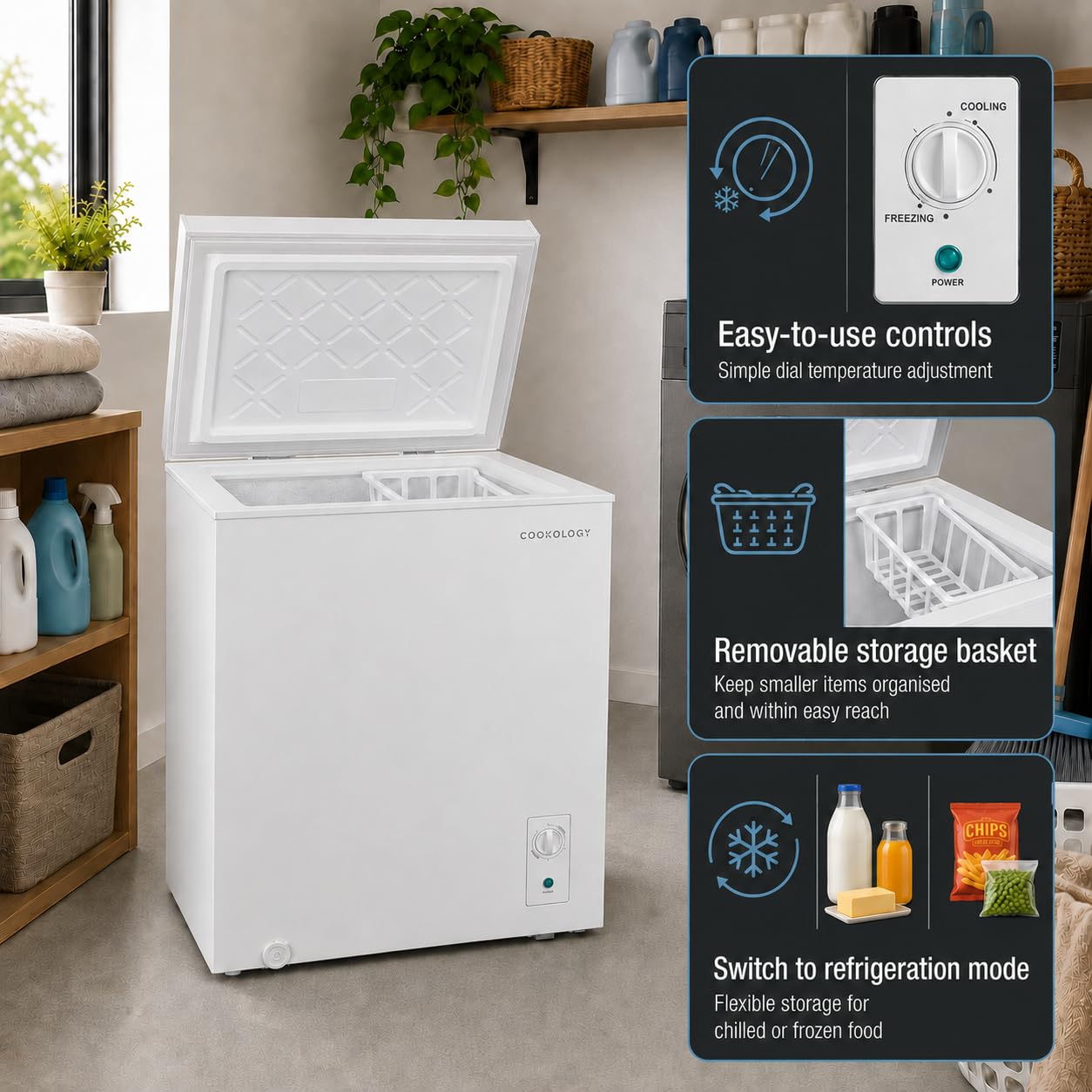 Cookology 99L Freestanding Chest Freezer - Suitable for