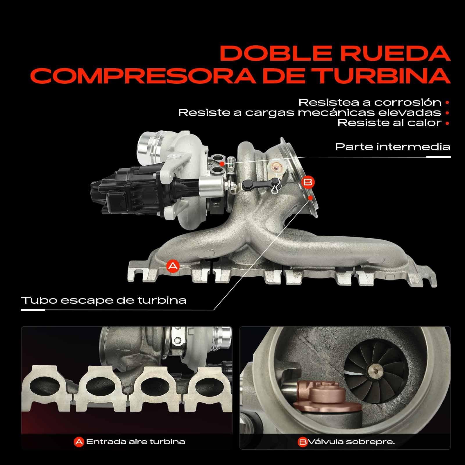 Frankberg Turbocompresor de escape de gases con juntas gasolina | Compatible con: X3 F97 G01 G08, 6 Gran Turismo G32, 3 Gran Turismo F34, Serie 3 Touring F31, Serie 7 G11 G12