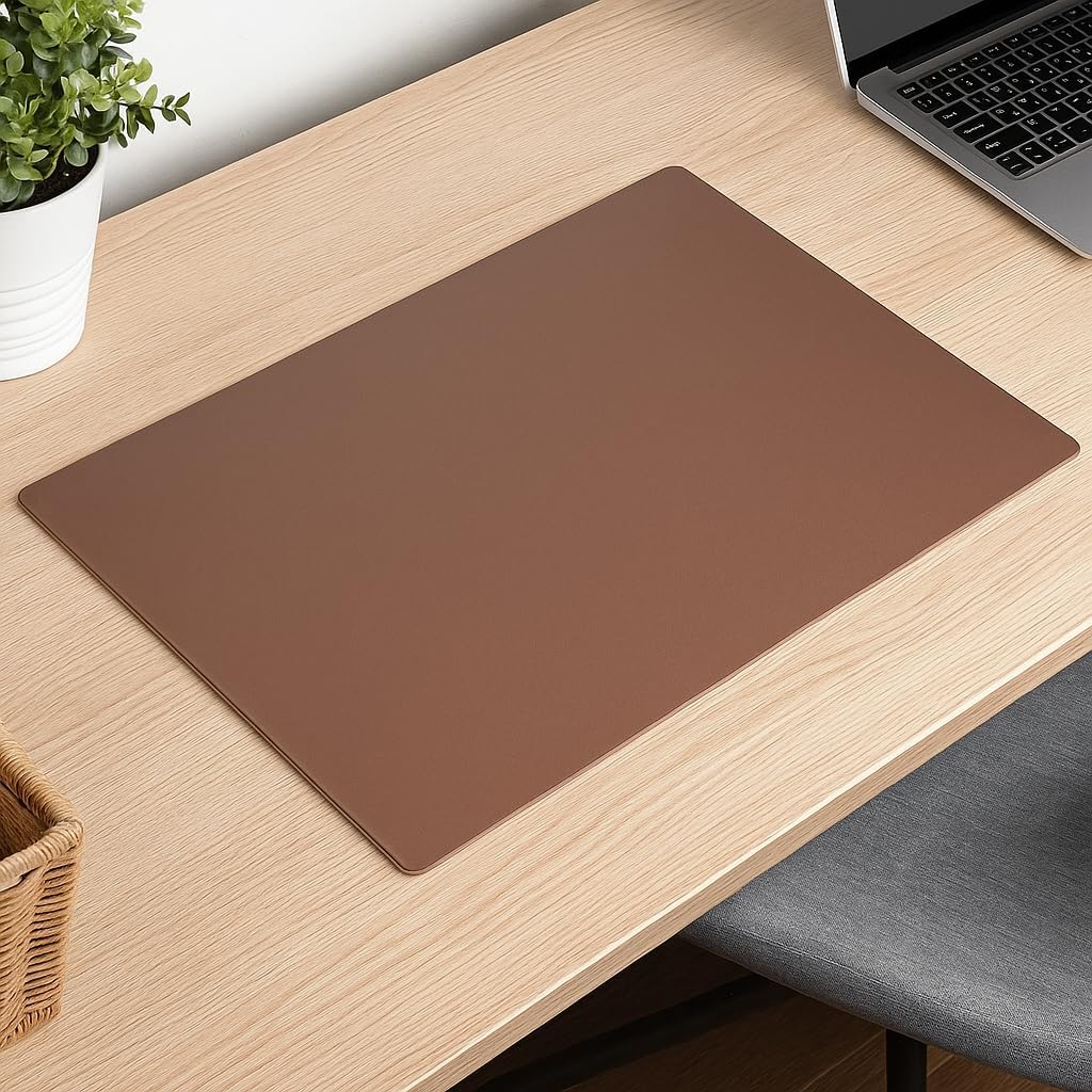 Dacasso Chocolate Brown Leather 30" x 19" Desk Mat Without Rails