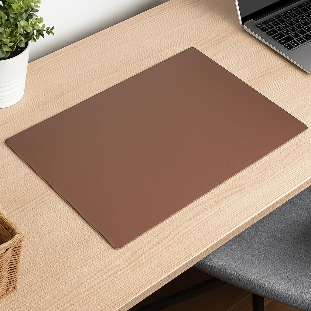 Sous-main en cuir marron chocolat 76,2 x 48,3 cm sans rails