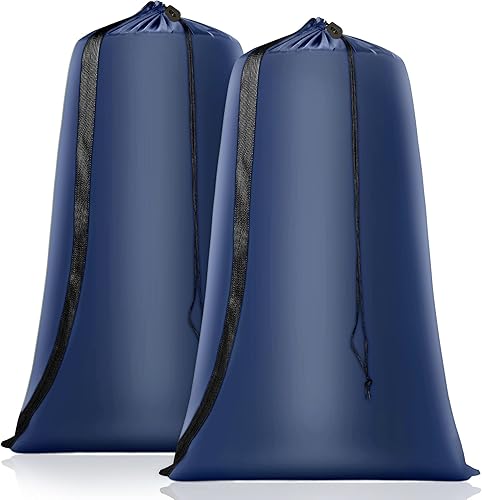 Coomee Bolsa de lavandería resistente, paquete de 2 bolsas de lavandería de nailon XL con correas, organizador grande de ropa sucia lavable con
