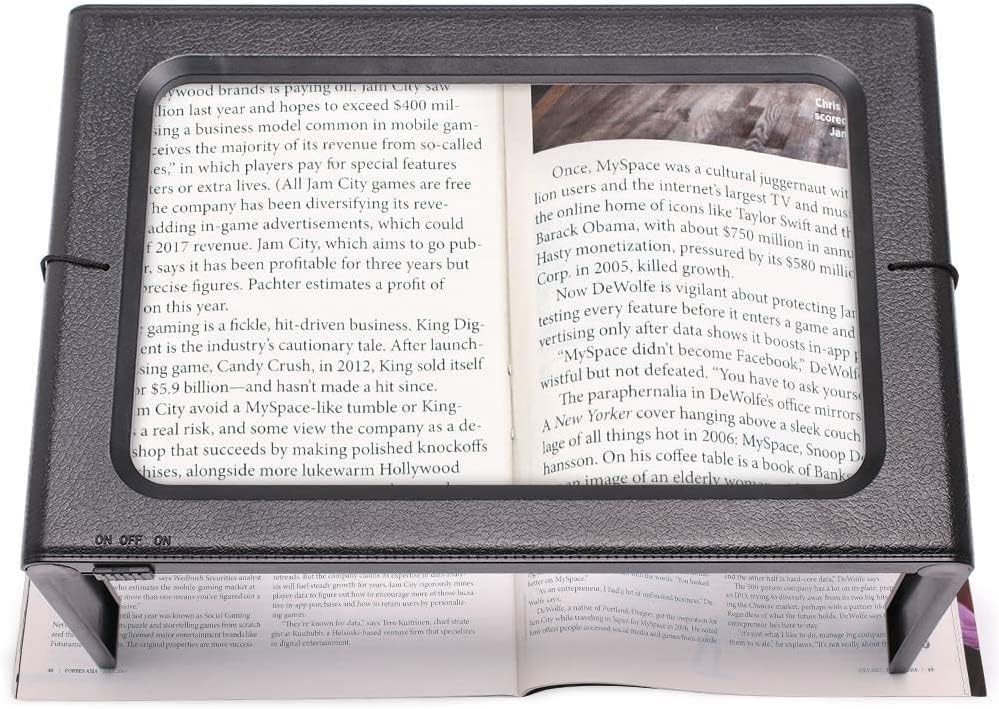Lot De 2 Loupes Rectangulaires A4 3X Pleine Page – Ultra Mince, Lecture Facile Pour Livres, Cartes, Petits Textes, Malvoyants