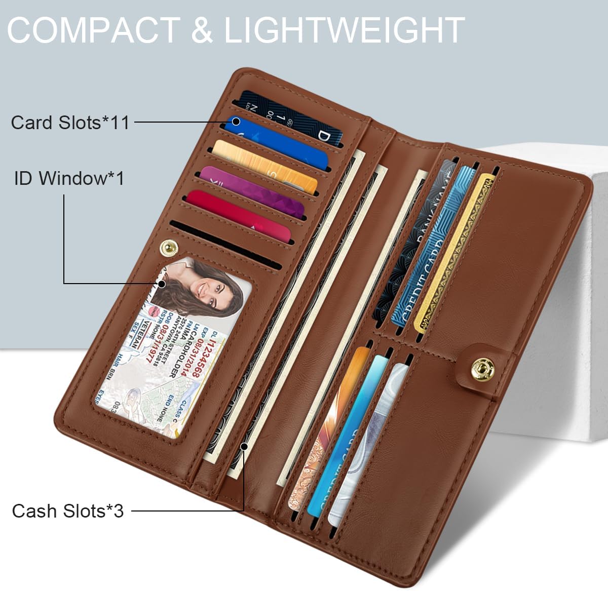 Ultra Slim Womens Wallet Minimalist Thin Long Leather Bifold Wallet RFID Blocking Card Holder Organizer with Zipper Coin Pocket Ladies Girls Gift Purse, Leopard - Image 2