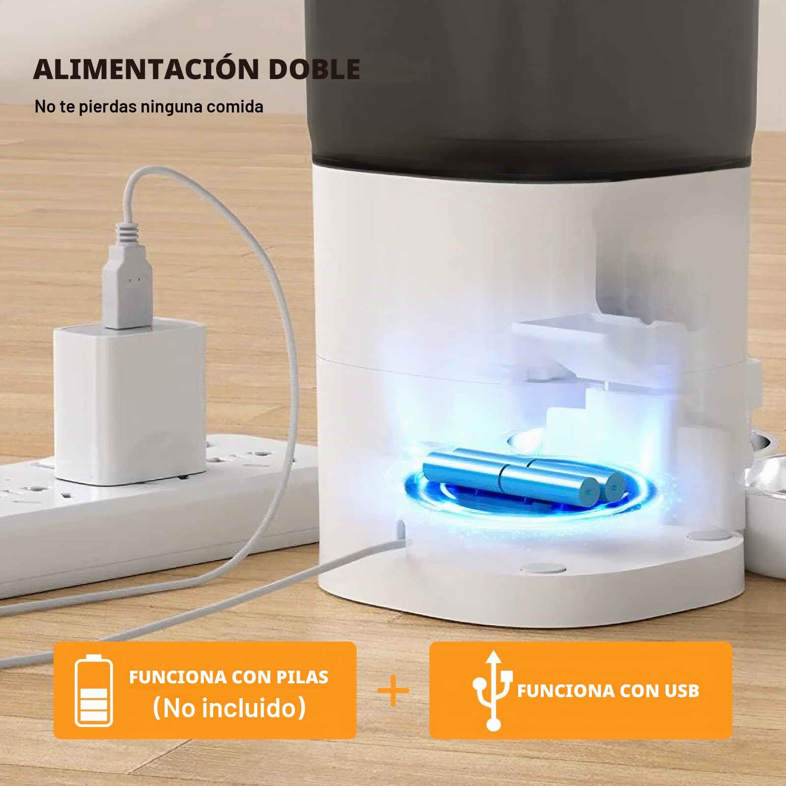 WiFi Comedero automático para Gatos： 6L Dispensador, Alimentador con Control Remoto de Aplicación, Tiempo 1-6 Comidas al día, Control De Porciones